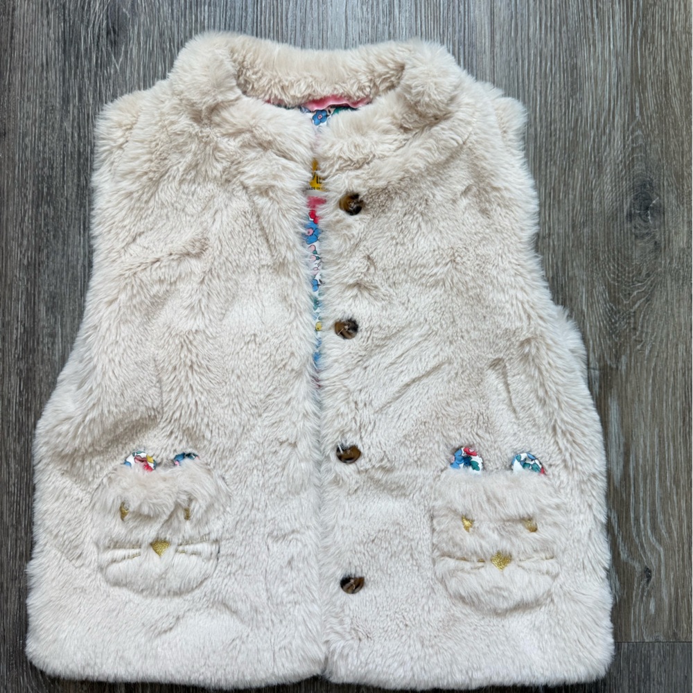 EUC Mini Boden Faux Fur Mouse Pocket Vest